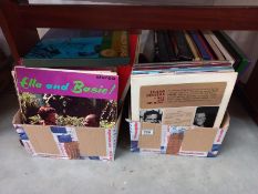 2 boxes of LP vinyl records including Ella & Basie & easy listening etc.
