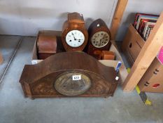 A selection of Edwardian inlaid mantle clock and others for repair