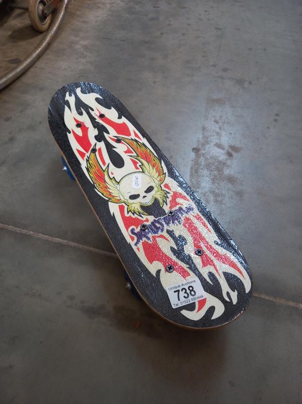A Skulls skateboard