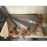 10 vintage wood saws of different quality & teeth