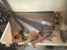 10 vintage wood saws of different quality & teeth