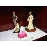 A Coalport 'in Love' figurine & 2 others including Leonardo