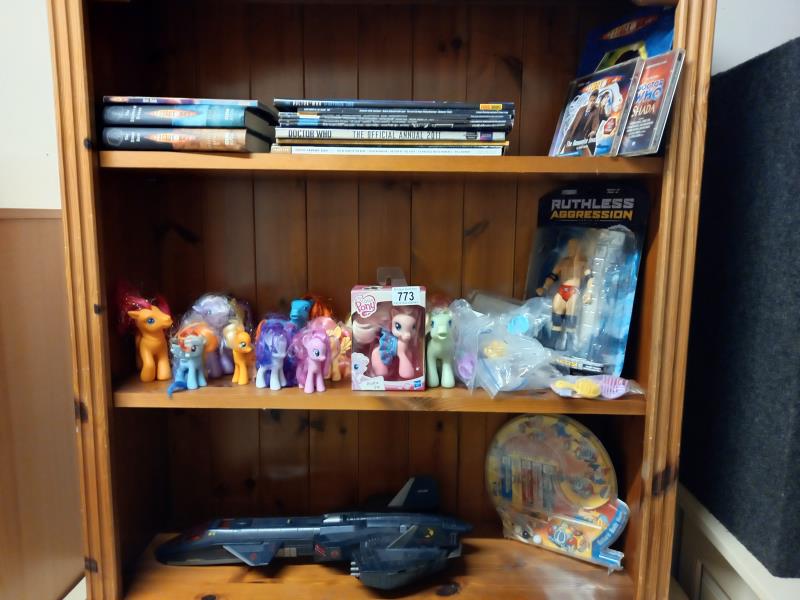 A quantity of mixed toys including My Little Pony & Dr Who books etc.