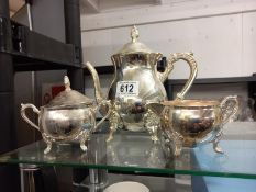 A silver plated 3 piece tea set