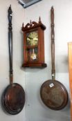 A Victorian copper bed warming pan & 1 other