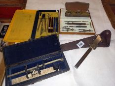 A good lot of drawing instruments, compasses etc.,