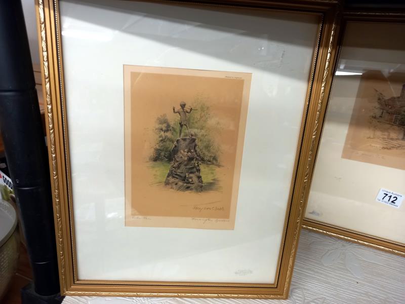 Three gilt framed coloured engravings including Peter Pan. - Image 2 of 4