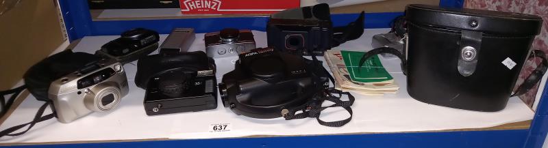 A quantity of camera's & pair of binoculars