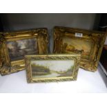 Three gilt framed pictures.