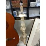 An ormalu style plaster candlestick table lamp (67cm high)