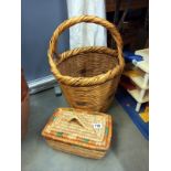 A wicker basket & a lidded basket