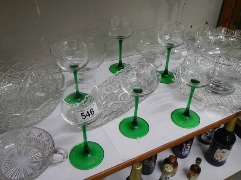 A mixed lot of glass ware including six green stem glasses. COLLECT ONLY. - Image 2 of 2