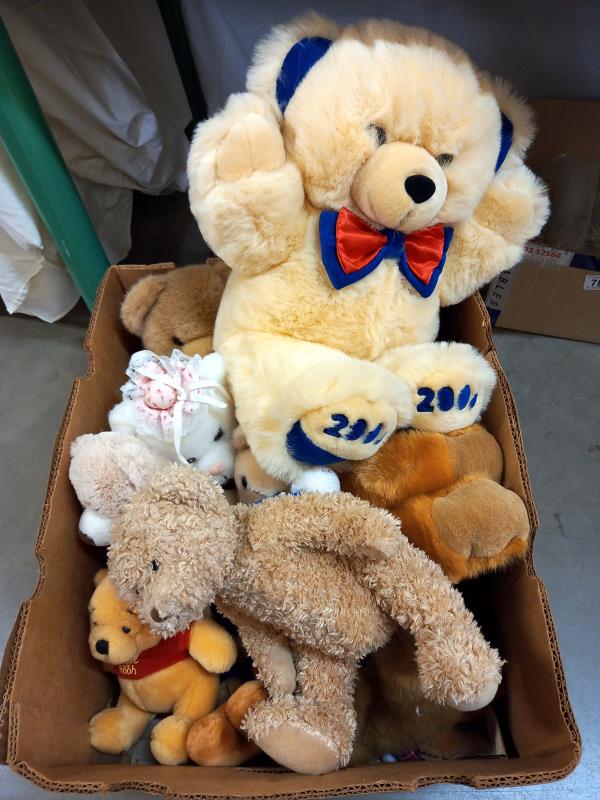 A box of soft toys including Winnie The Pooh, teddies etc - Image 2 of 2