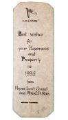 An unusual bookmark relating to HMS Cairo dated 1935