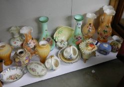 A mixed lot of glass ware including Victorian, vases etc.,