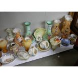 A mixed lot of glass ware including Victorian, vases etc.,