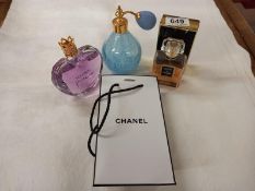 A Coco Chanel 50ml size almost half full with box, Vera Wang Princess almost full and a Caithness