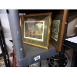 Three gilt framed coloured engravins/prints of mail and stage coaches.