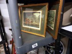 Three gilt framed coloured engravins/prints of mail and stage coaches.