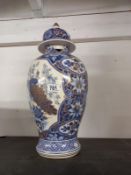 A large blue and white ginger jar, a/f.