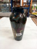 DECORO, made in England regd. No. 429479. A vintage 9.5" high vase in deep colours depicting a