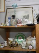 Two shelves of assorted ceramics etc.,