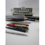 A mixed lot of ball point pens including Parker.
