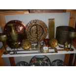 A mixed lot of old brass ware.