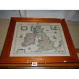 A framed and glazed 20th century map of the United Kingdom.