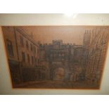 An early framed and glazed print of Lincoln arch.