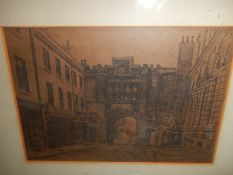 An early framed and glazed print of Lincoln arch.