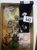 A mixed lot of vintage brooches etc.,