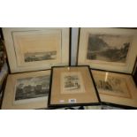 Five good framed and glazed engravings.