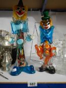 Two Murano style glass clowns, a/f.