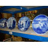 Four Danish blue and white plates.