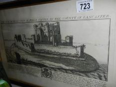 A framed and glazed print - View of Peele Castle.