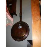 A Victorian copper warming pan. COLLECT ONLY.