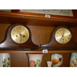 Two 'Napoleon Hat' shaped mantel clocks in working order.