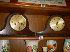 Two 'Napoleon Hat' shaped mantel clocks in working order.