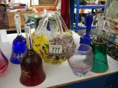 A mixed lot of coloured glass ware.