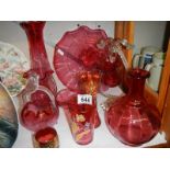 A mixed lot of Victorian cranberry glass in good condition.
