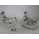 Two art deco bathing belle pin trays.