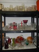 A large mixed lot of glass ware including cranberry (some a/f)