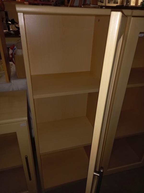 4 pine effect glazed bookcase display cabinets - Image 3 of 6