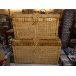 2 wicker loom baskets, 74cm x 45cm x 45cm high & 64cm x 35cm x 35cm high (COLLECT ONLY)