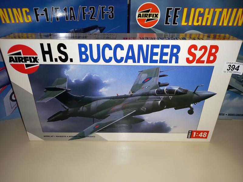 3 Airfix 1/48 scale model aircraft kits 08100 Buccaneer, 09178 Lightning, 09179 Lightning all - Image 2 of 4