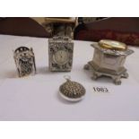 A miniature quartz clock and a trinket box with clock inset, both by First Impressions,