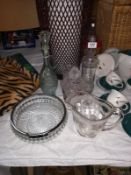 A quantity of mixed glass including fruit bowl & bottles etc.