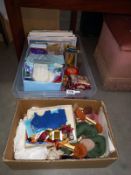 A box of tapestry wool & A box of craft & knitting items including books etc.