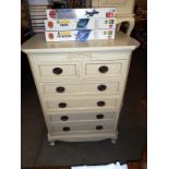 A good quality 2 over four white/cream chest of drawers